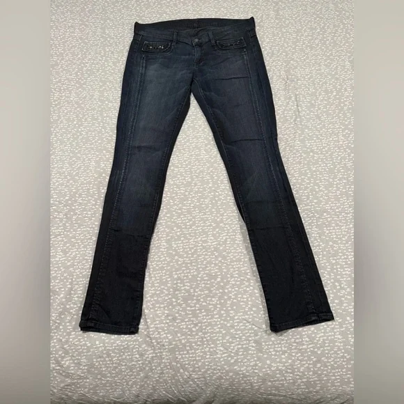 7 For  All Mankind black straight leg jeans - Picture 5 of 6
